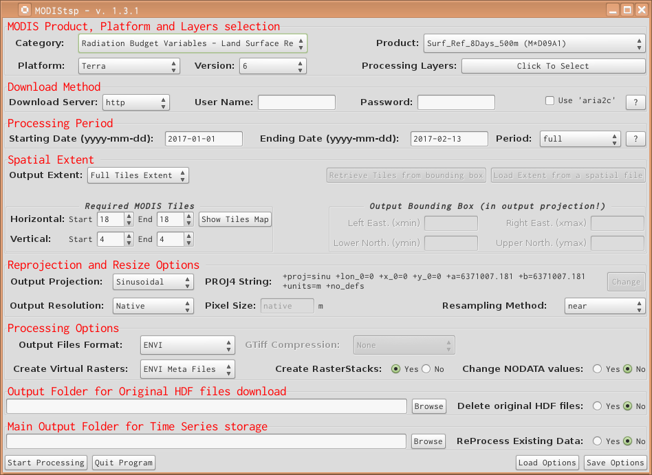 MODIStsp: the main processing GUI